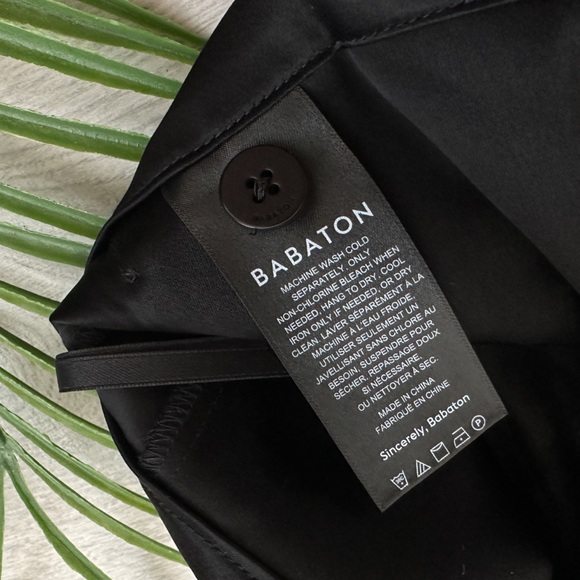 BABATON Pleated Black Satin Pant - Picture 7 of 16